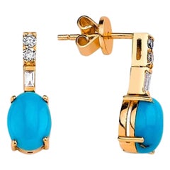 Dragon Lady Turquoise Stud Earrings with 14k Rose Gold by Selda Jewellery