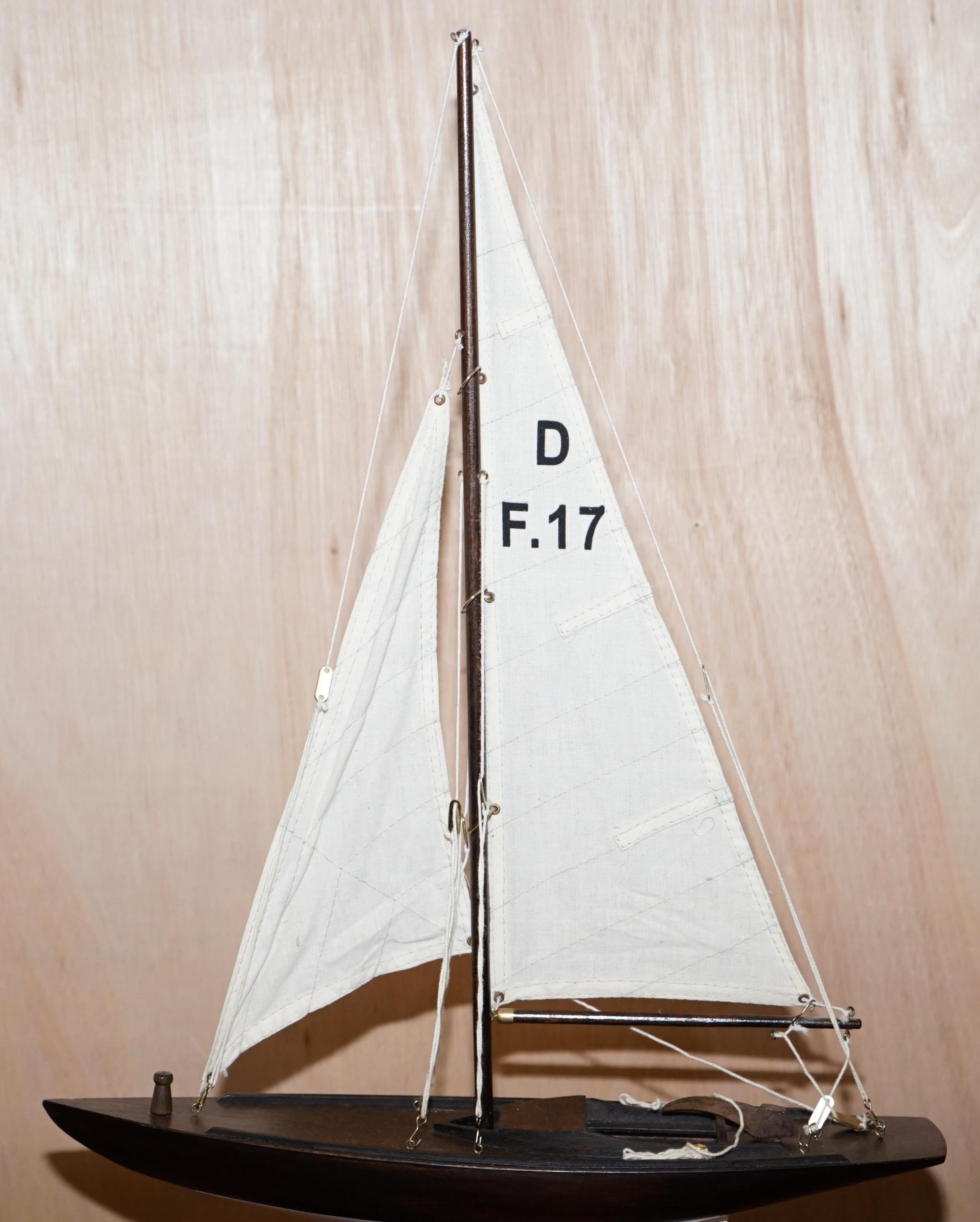 20th Century Dragon Olympic Sail Racer One Medium Hand Carved Wooden Model D F.17 Sailboat