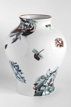 Dragon Pool, Contemporary Porcelain Vase with Decorative Design by Vito Nesta