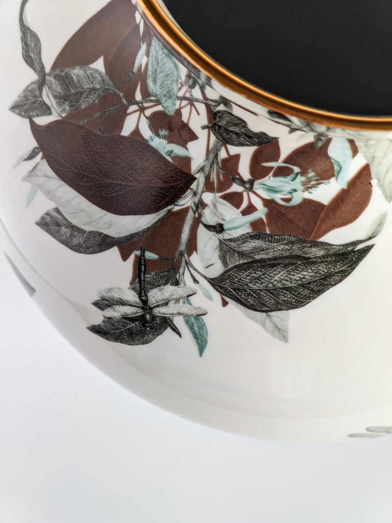 Italian Dragon Pool, Contemporary Porcelain Vase with Decorative Design by Vito Nesta For Sale