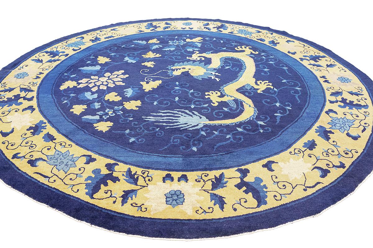 Drachenteppich Runde Form Peking (Handgeknüpft) im Angebot