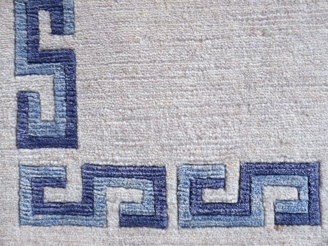 Dragon Rug Wool Silk Chinese Style Carpet Blue Beige, Djoharian Design For Sale 6