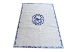 Dragon Rug Wool Silk Chinese Style Carpet Blue Beige, Djoharian Design