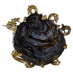 Brosche in Drachenform aus 18 Karat Gold und Silber von Binliang Alexander Peng