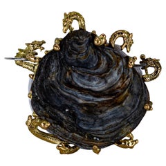 Dragon Scale Brooch 18k Gold and Silver by Binliang Alexander Peng