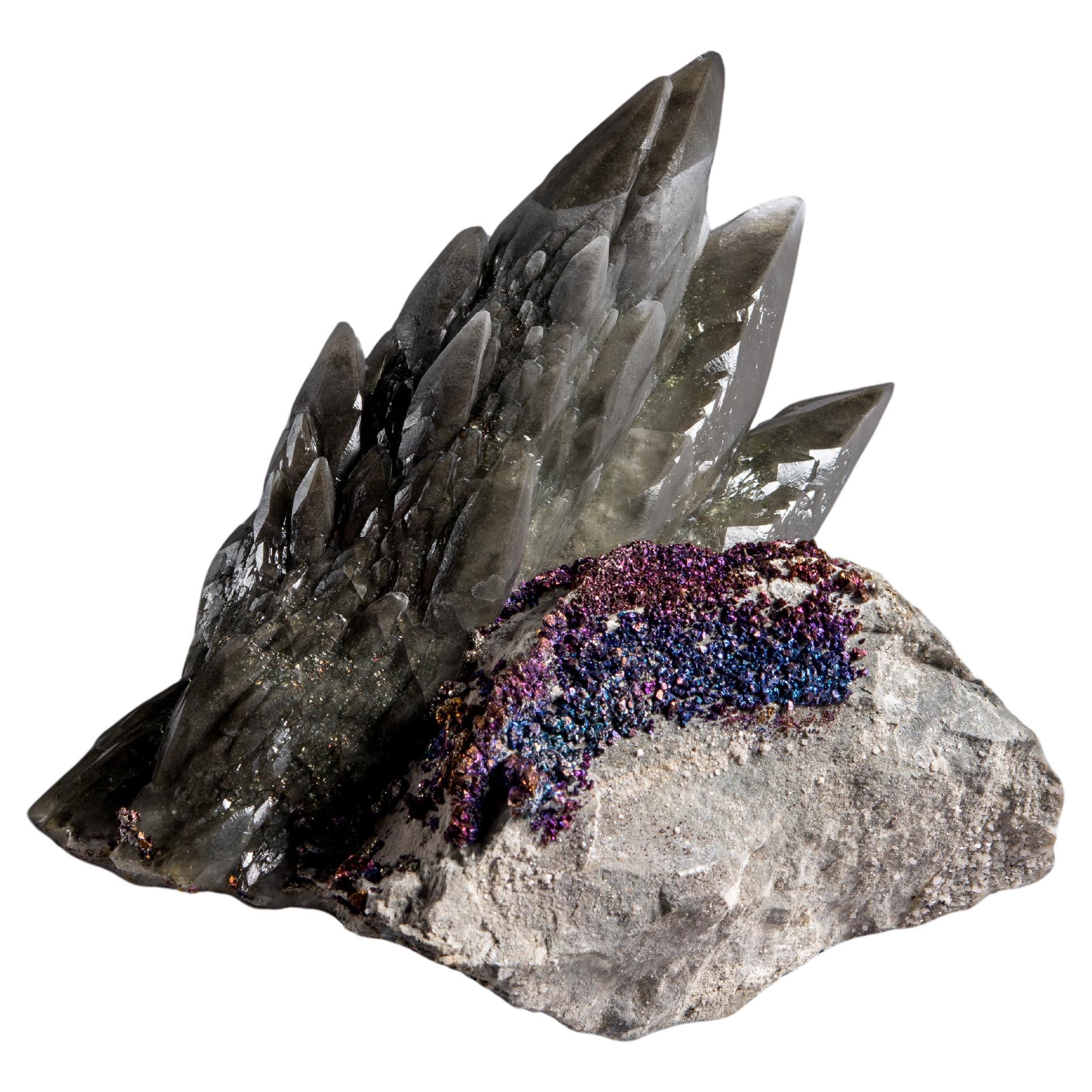 ‘Dragon Scale’ Calcite Mineral with Purple-Pink Chalcopyrite