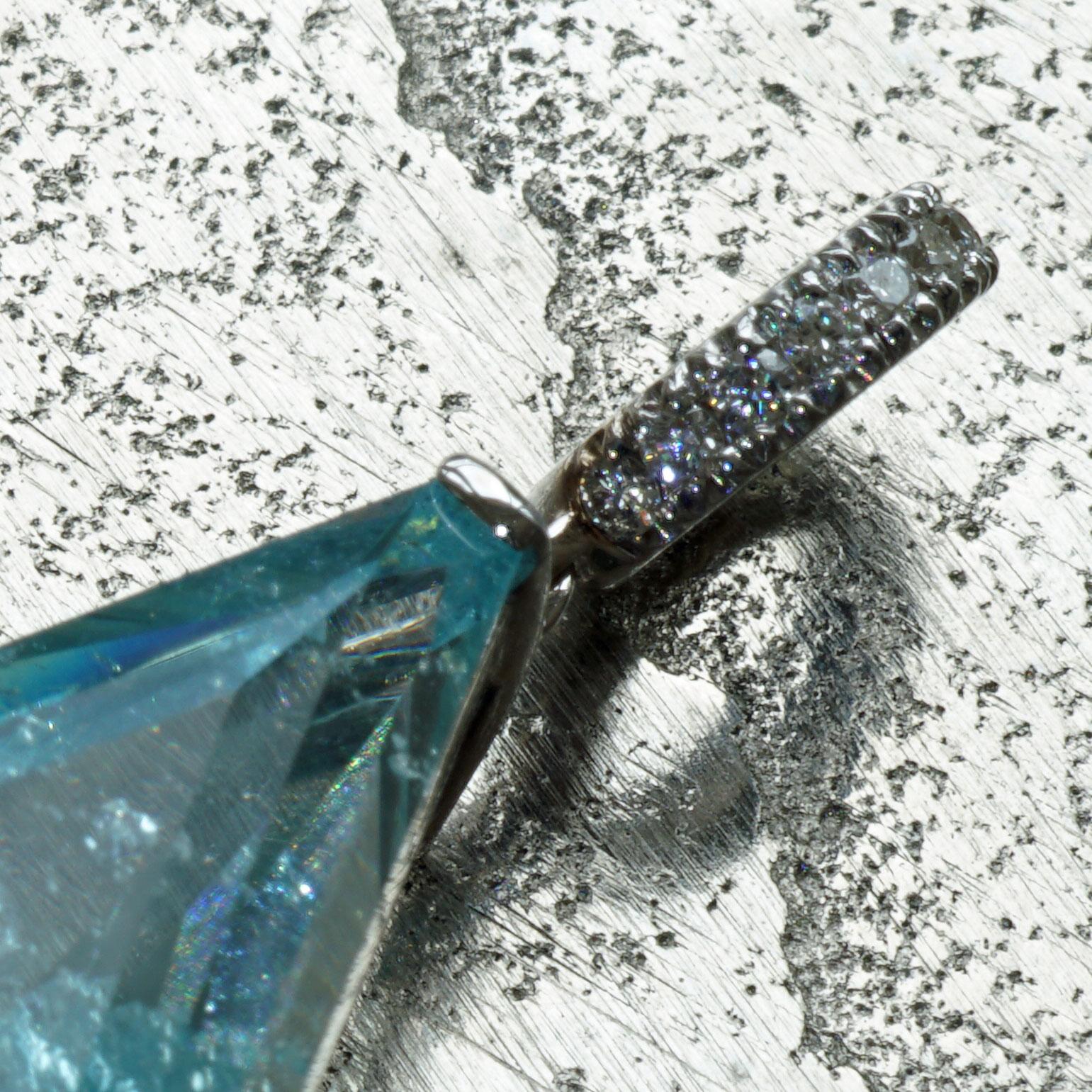 Brilliant Cut Dragon Shape Aquamarin Diamond Pendant Beautiful Dark Color 16 Carat