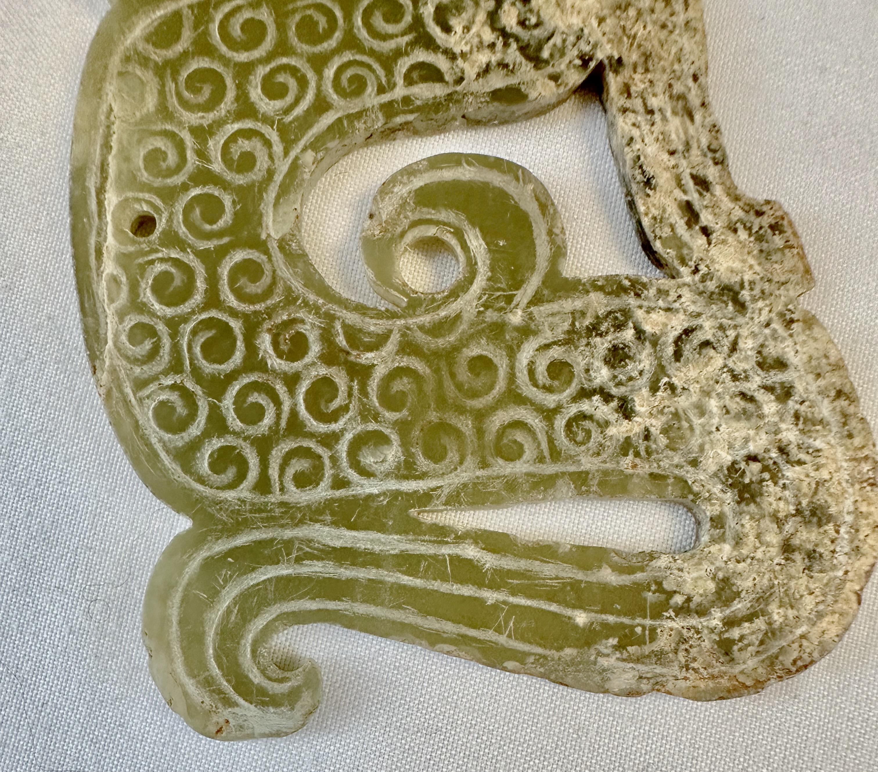 Dragon-Shaped Jade Pendant, Eastern Zhou Dynasty In Fair Condition In Atlanta, GA