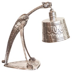 Dragon Table Lamp, 1900, Austria, Silver Plated Metal "Jugendstil, Art Nouveau"
