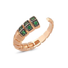 Dragon Tail Open Ring in Rose Gold and Savorite