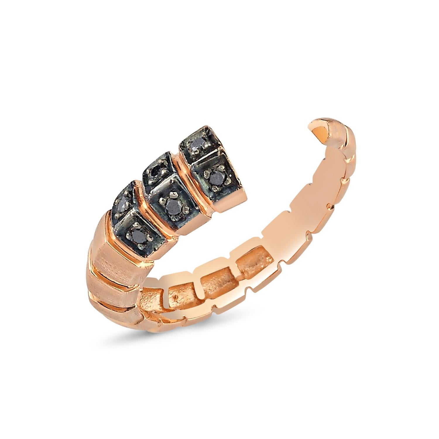 Dragon Tail Open Ring İn Rose Gold With Black Diamond By Selda Jewellery

Additional Information:-
Collection: Dragon Lady Collection
14k Rose Gold
0.06Ct Black Diamond