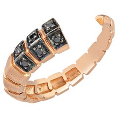 Dragon Tail Open Ring in Rose Gold with Black Diamond