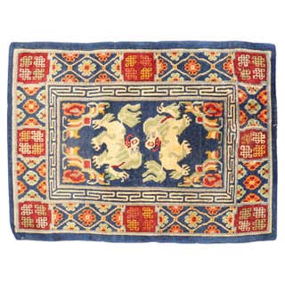 Eccentric Antique Tibetan Dragon and Phoenix Sitting Design Rug at ...