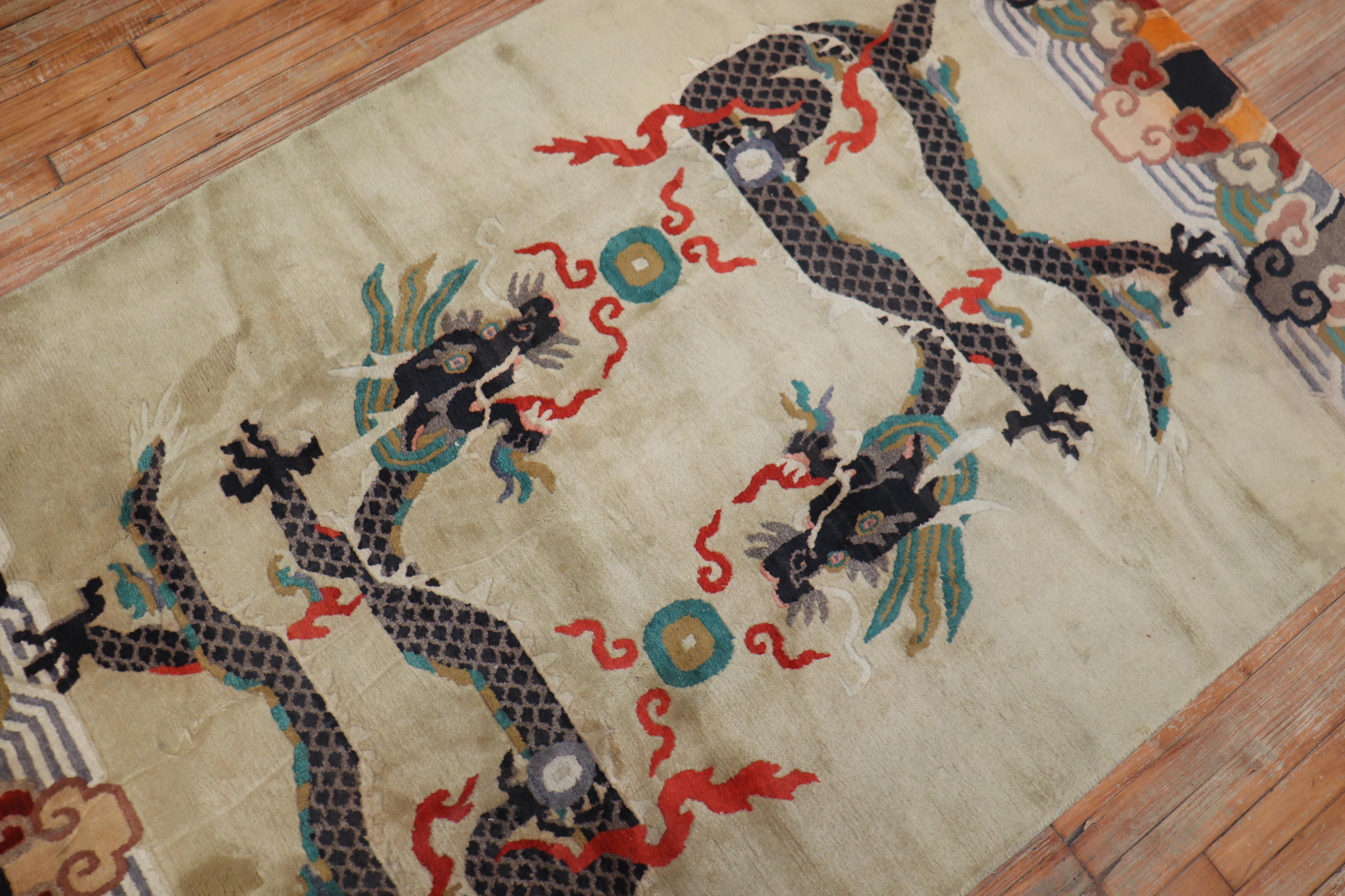 Tibetischer Vintage-Teppich im Vintage-Stil im Angebot 1