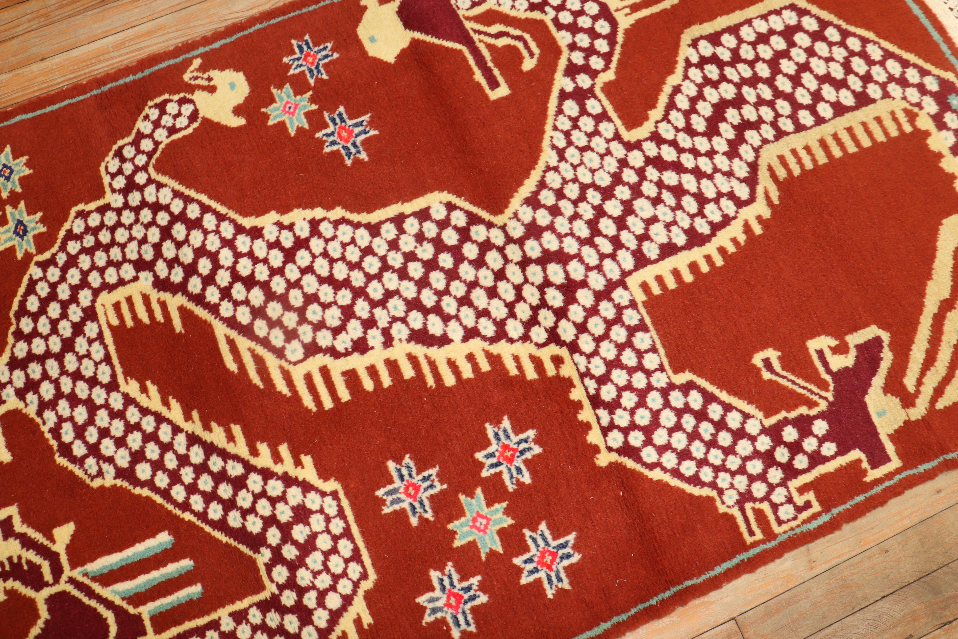 Hand-Knotted Dragon Vintage Tibetan Rug For Sale