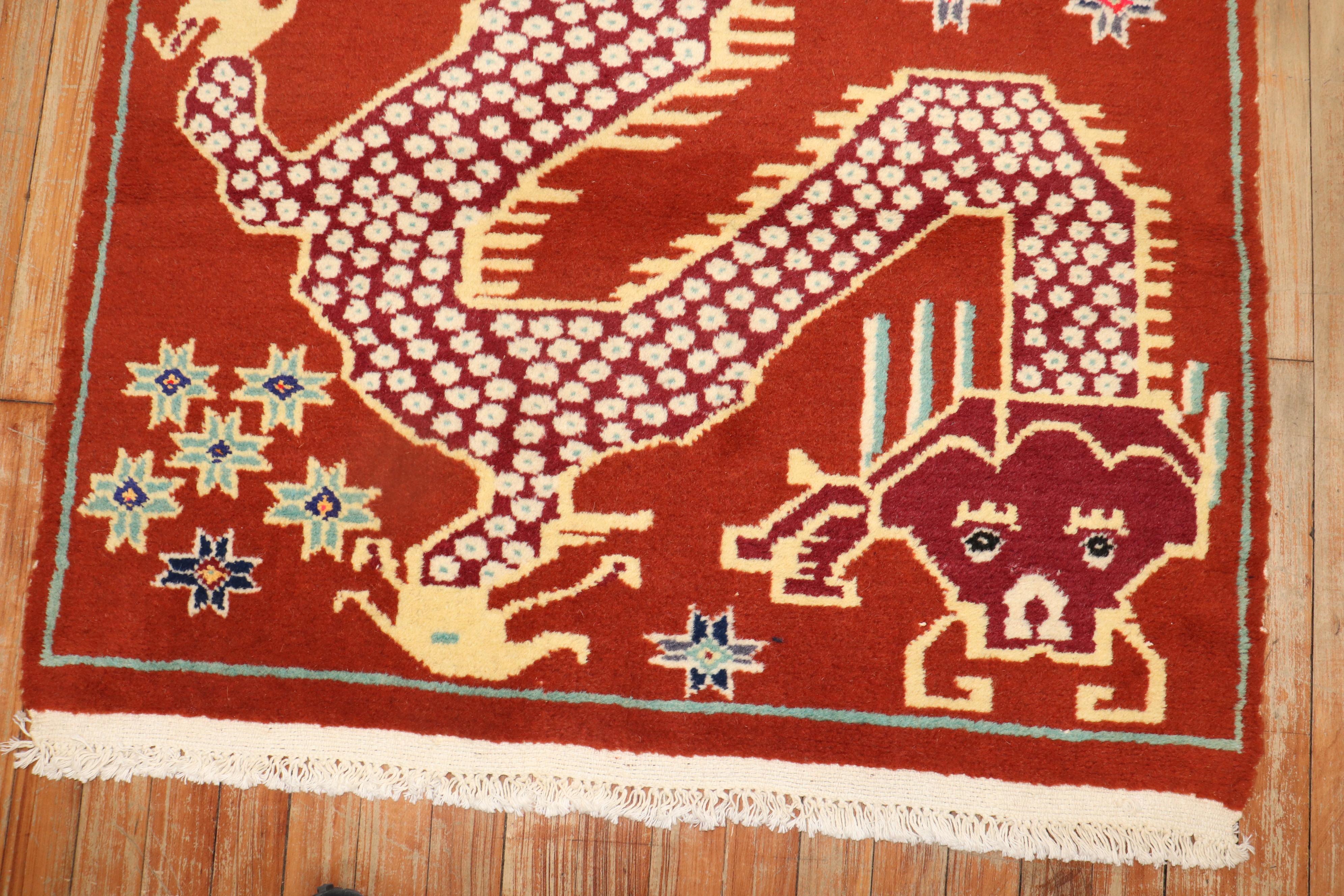 Dragon Vintage Tibetischer Teppich (20. Jahrhundert) im Angebot