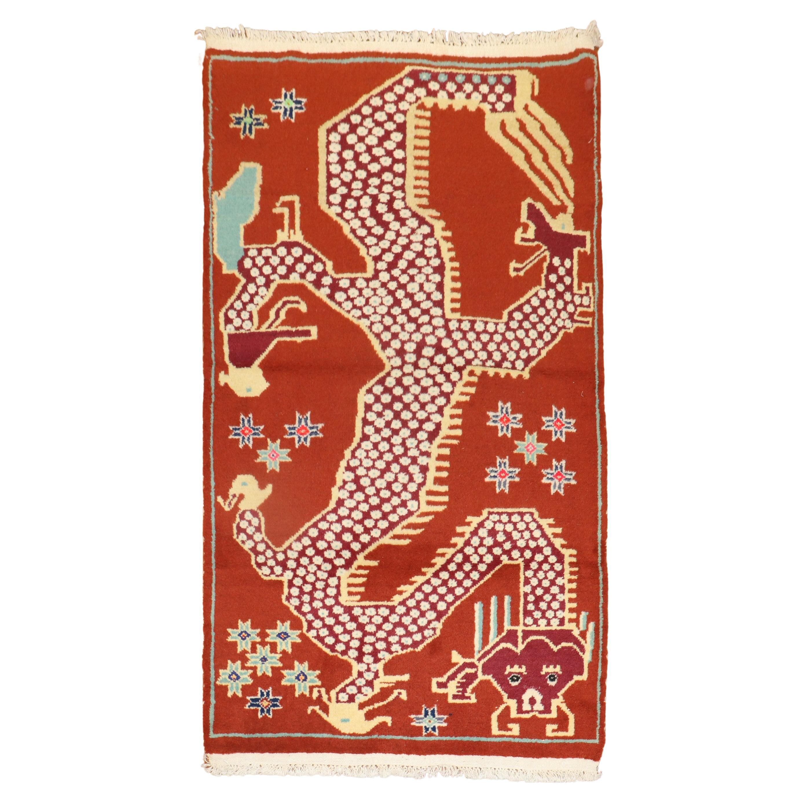 Tapis tibétain vintage Dragon en vente