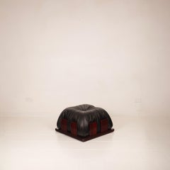 Dragone Pouf in Leather and Padouk by Luciano Frigerio for Frigerio di Desio