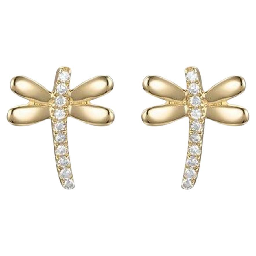 Orecchini con diamante in oro 14K Dragonfly