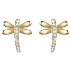 Orecchini con diamante Dragonfly in oro 14K (o 18k su richiesta)