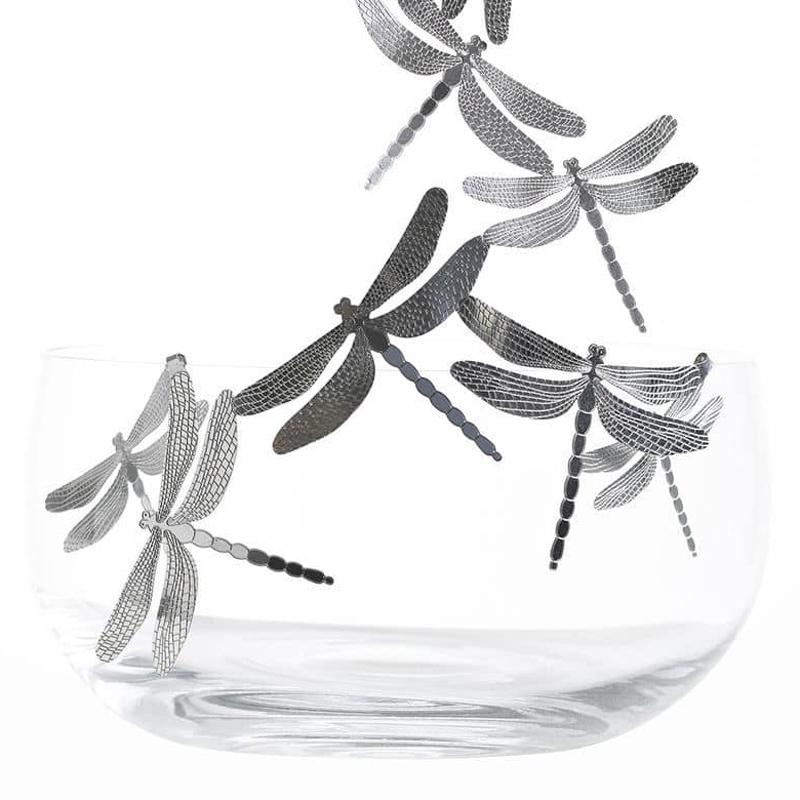 Italian Dragonfly Bowl with Crystal Glass For Sale