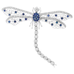 Dragonfly Brooch in 14 Karat White Gold with 3 Carat in Diamonds