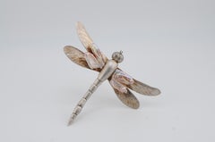 Dragonfly Brooch in 925 Silver with Keshi Freshwater Pearls