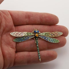 Dragonfly Brooch Pin Enamel 14 Karat Yellow Gold / Necklace Enamel Pin Brooch