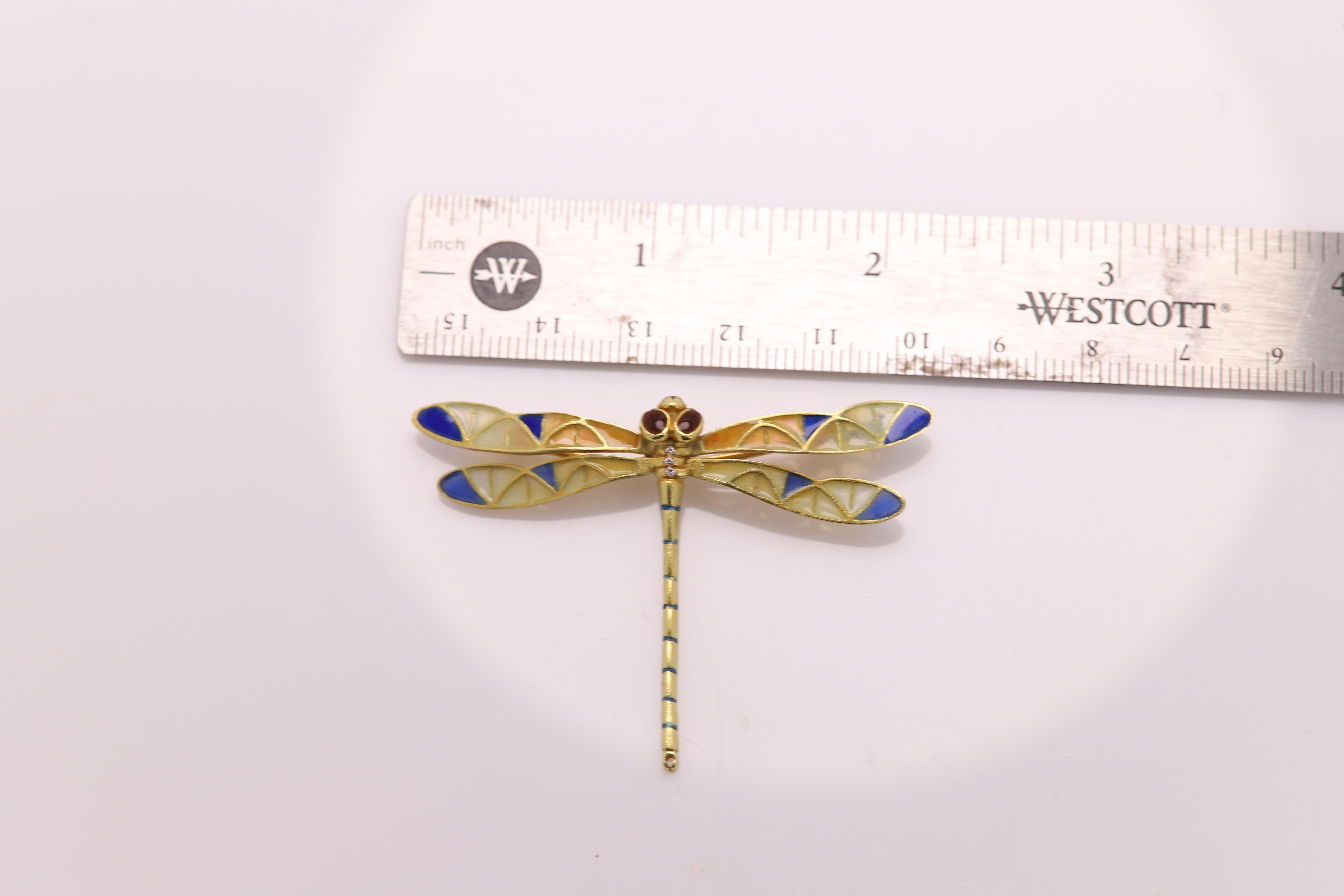 Dragonfly Brooch Pin Necklace Enamel 18 Karat Gold 'Pendant' For Sale 1