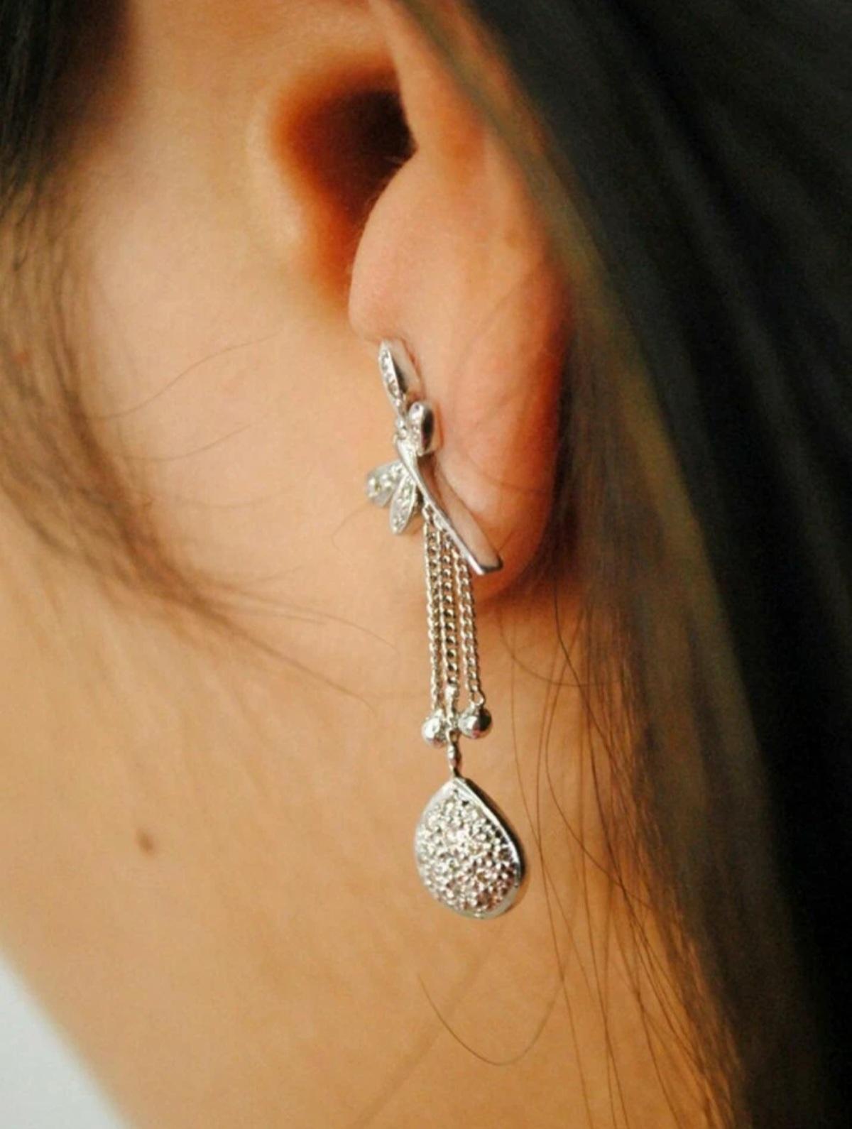 Dragonfly Dangle Earring 925 Silver Natural Diamond Spring Insect Earring Gift. Neuf - En vente à Chicago, IL