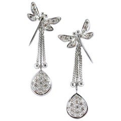 Dragonfly Dangle Earring 925 Silver Natural Diamond Spring Insect Earring Gift.