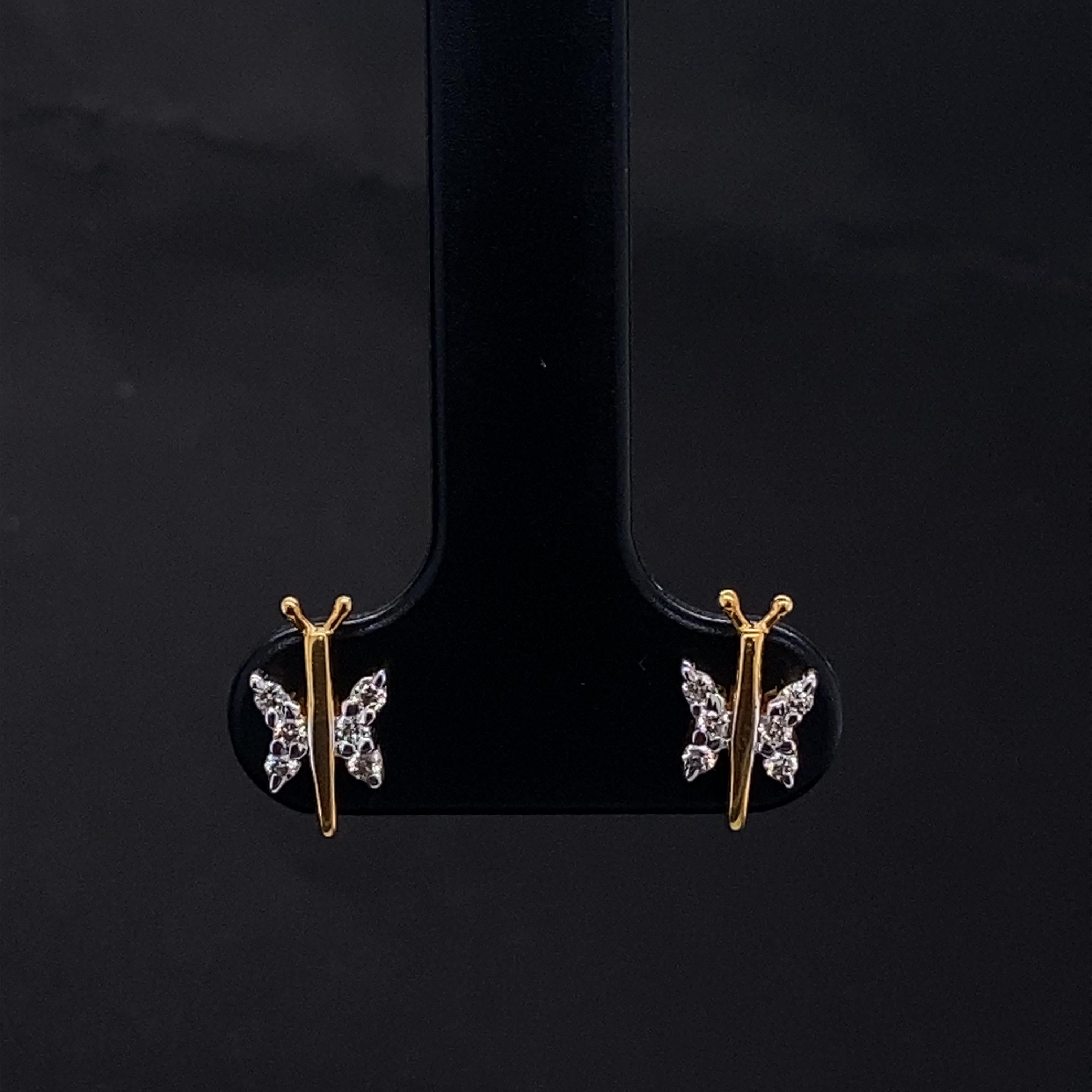 Dragonfly Diamond Earrings for Girls (Kids/Toddlers) in 18K Solid Gold For Sale 1
