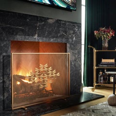 Dragonfly Diamond Fire Screen in a Gold Finish