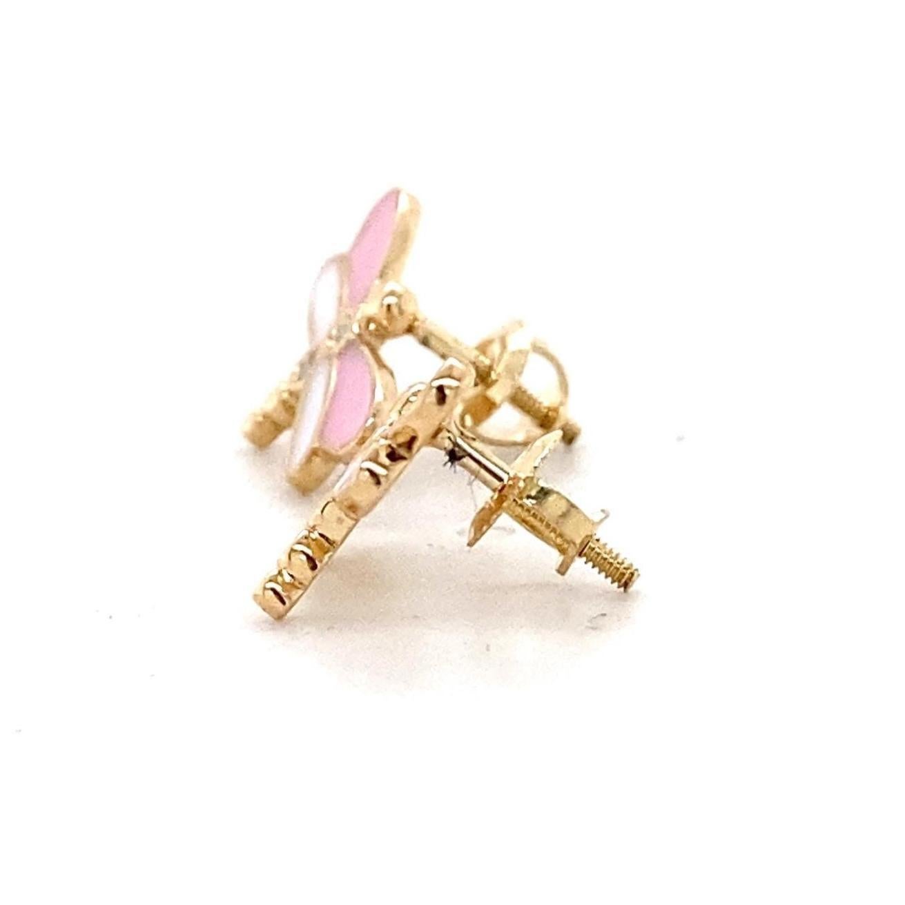 Donna Orecchini per bambini con diamante a forma di libellula in oro massiccio 14k (certificati) in vendita