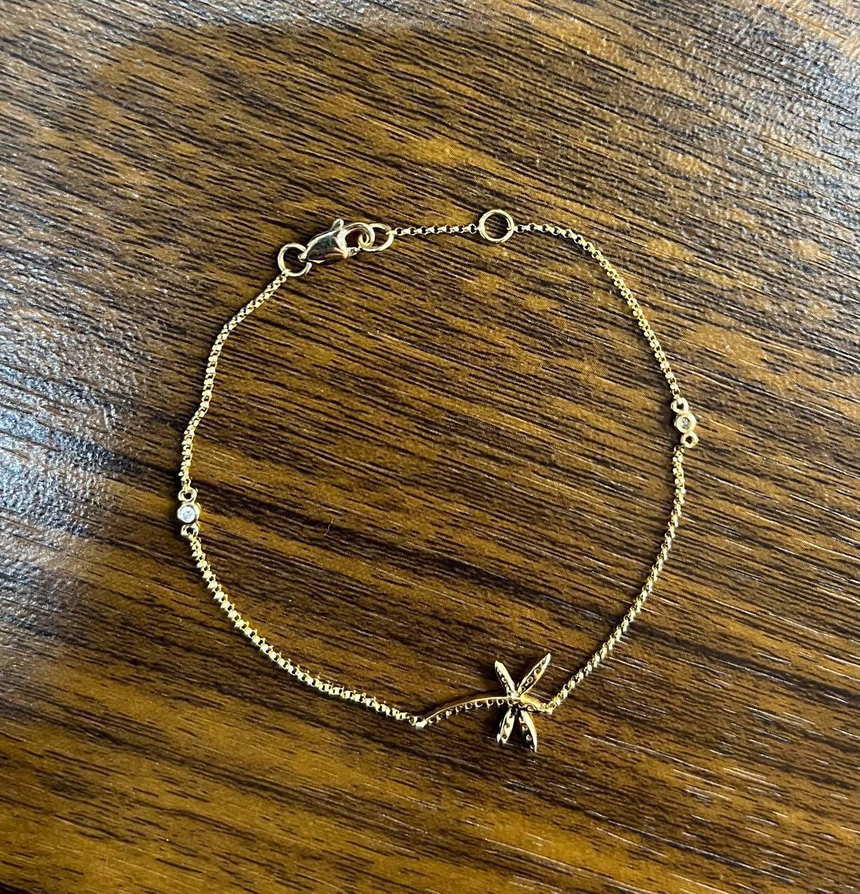 Bracelet station en or rose 14 carats avec chaîne en diamants en vente 5
