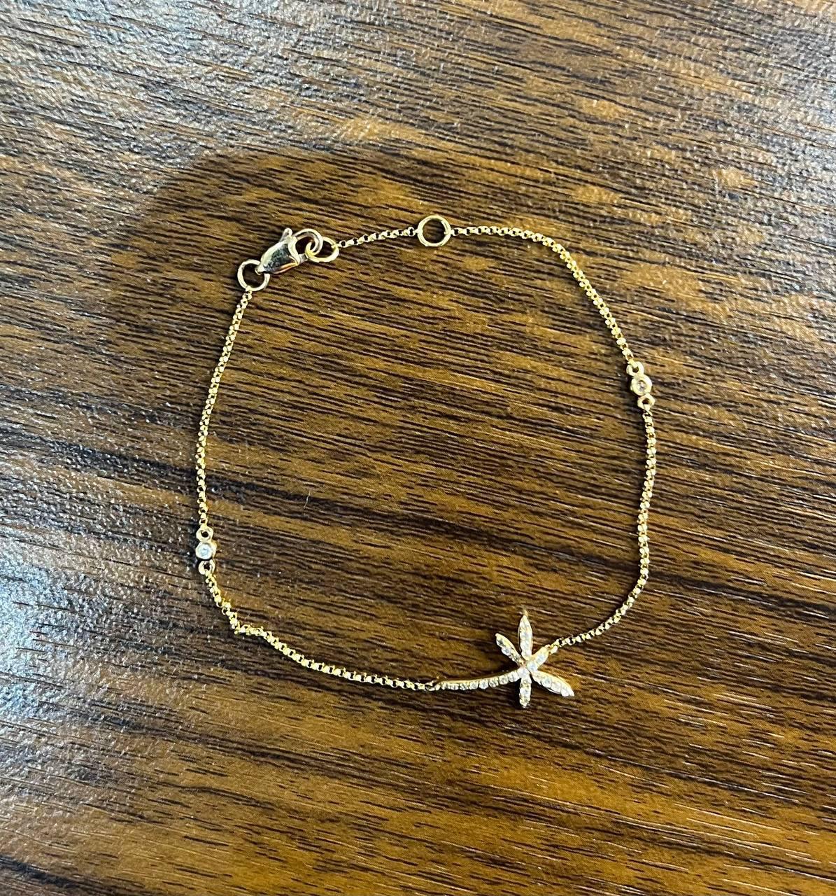 Bracelet station en or rose 14 carats avec chaîne en diamants en vente 6