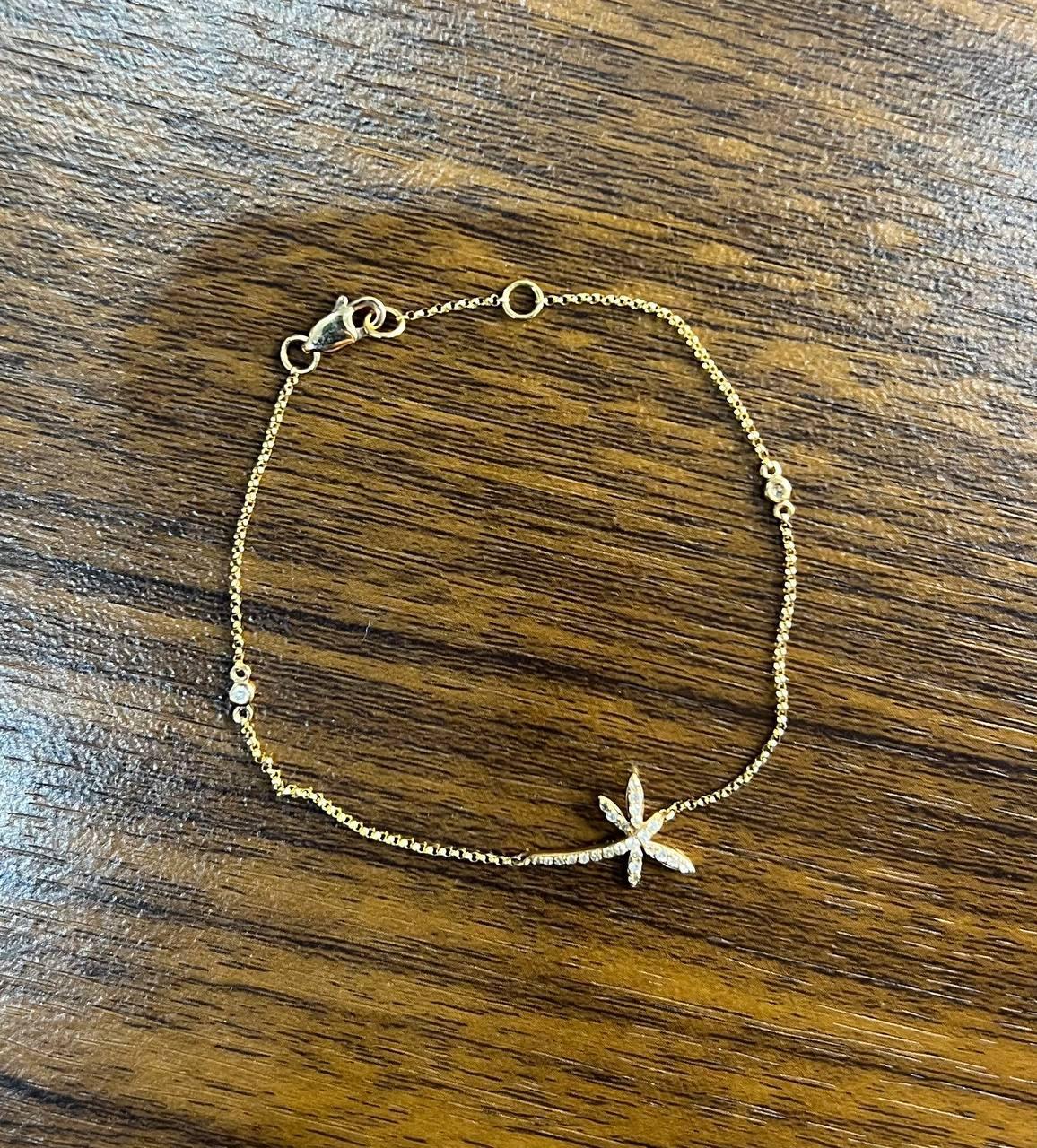 Bracelet station en or rose 14 carats avec chaîne en diamants Pour femmes en vente