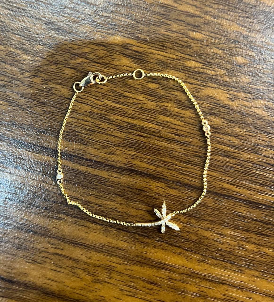 Bracelet station en or rose 14 carats avec chaîne en diamants en vente 1