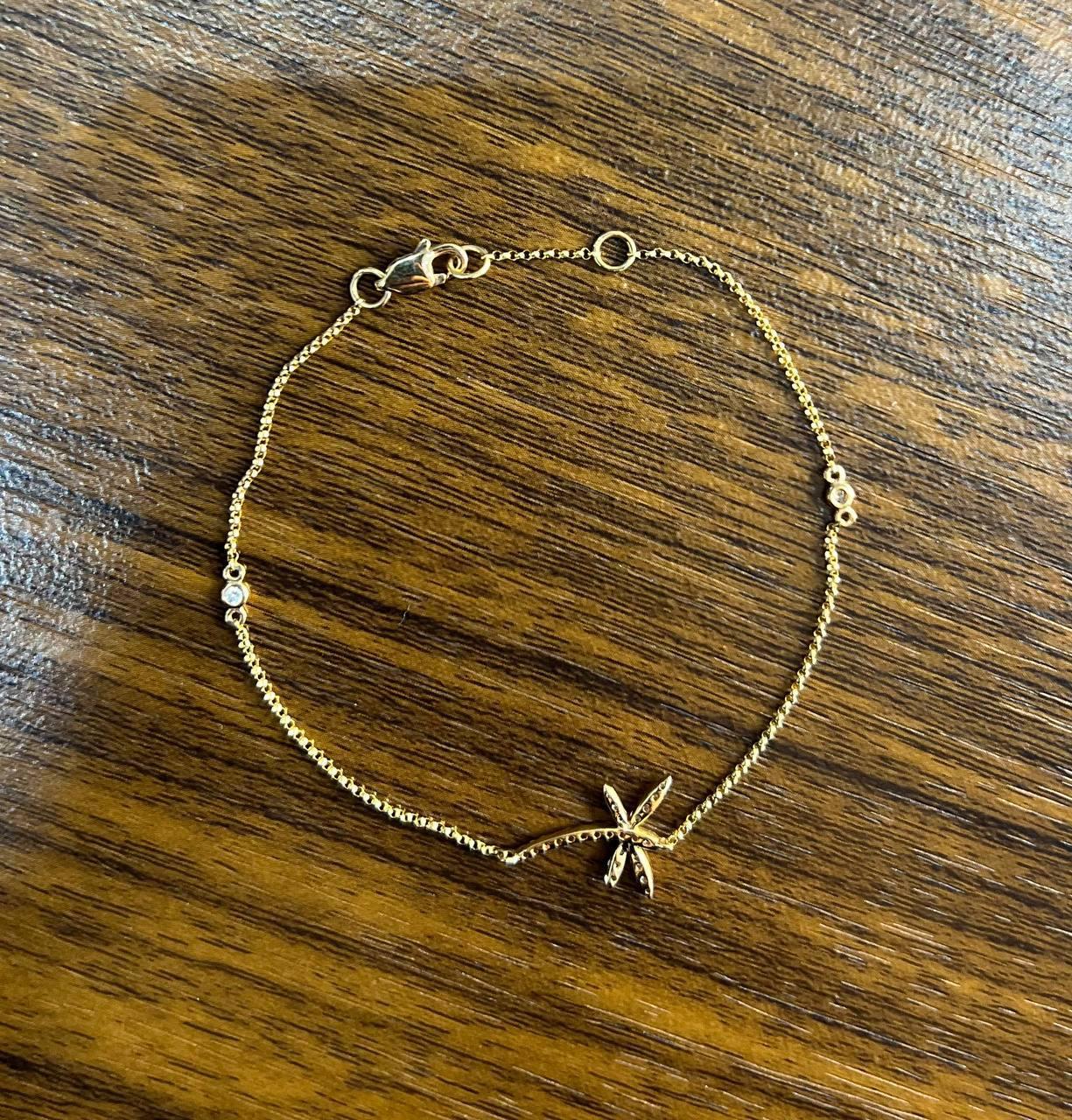 Bracelet station en or rose 14 carats avec chaîne en diamants en vente 2
