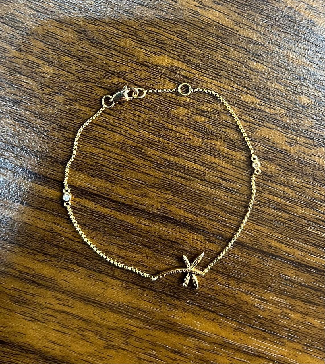 Bracelet station en or rose 14 carats avec chaîne en diamants en vente 3