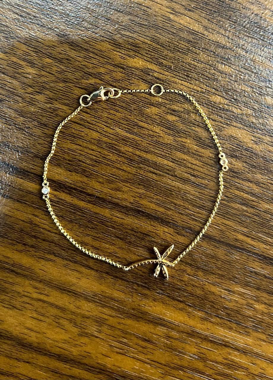 Bracelet station en or rose 14 carats avec chaîne en diamants en vente 4