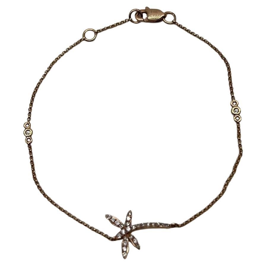 Dragonfly Dragon Fly 14K Rose Gold Chain Diamond Station Bracelet