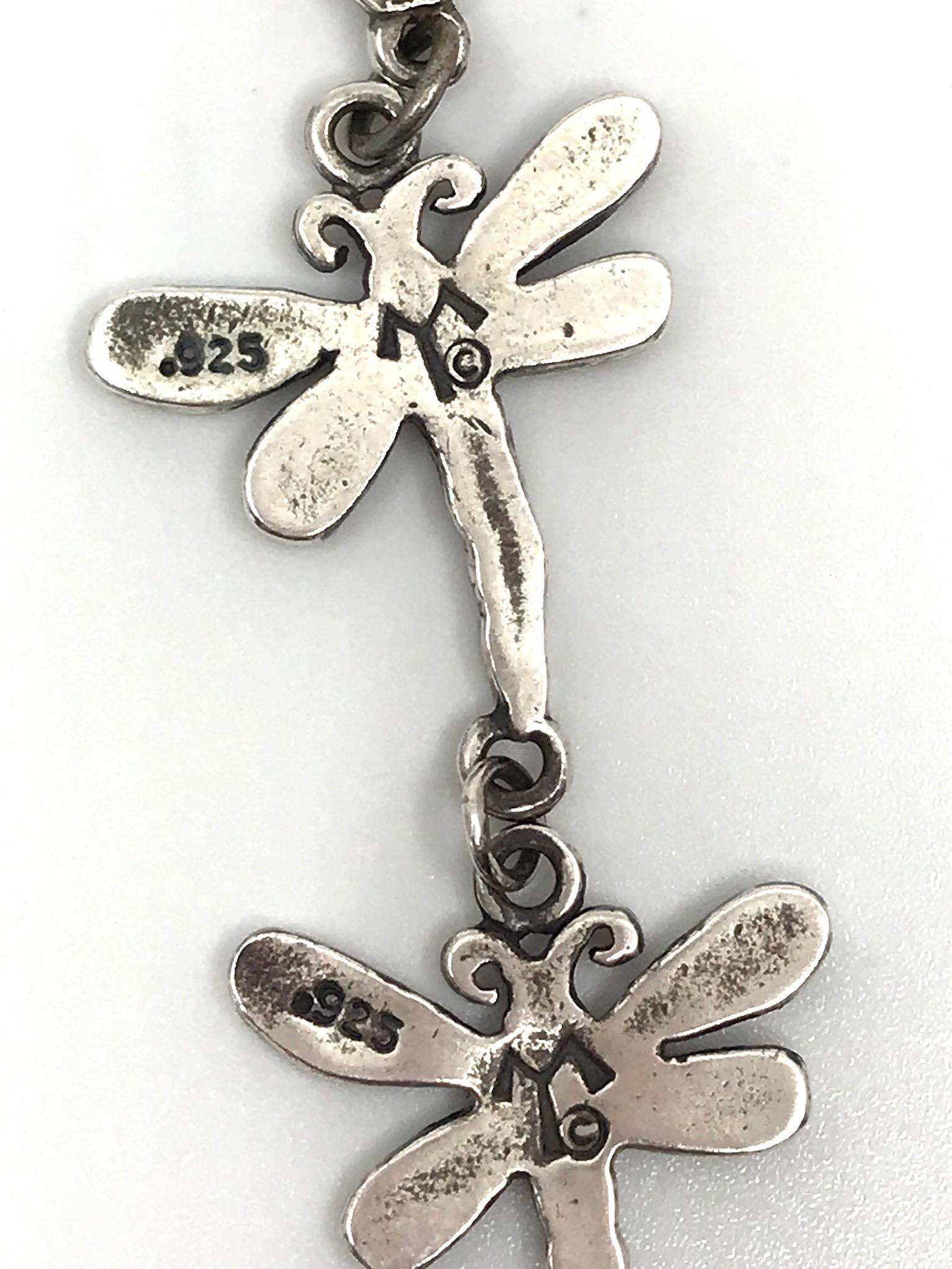 Contemporary Dragonfly Drop pendant, Melanie Yazzie, cast, silver, drop pendant, Navajo  For Sale