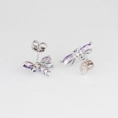 Dragonfly Earrings Amethyst Iolite Estate 14 Karat Gold Studs Insect Jewelry