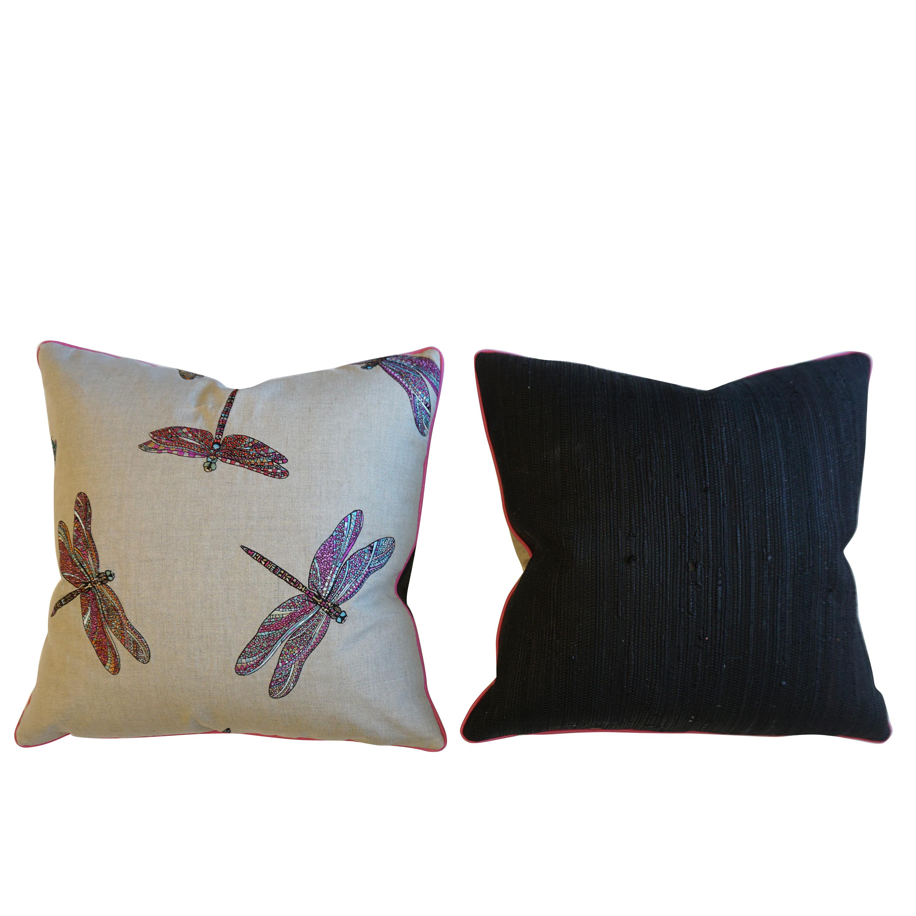 American Dragonfly Embroidered Throw Pillows