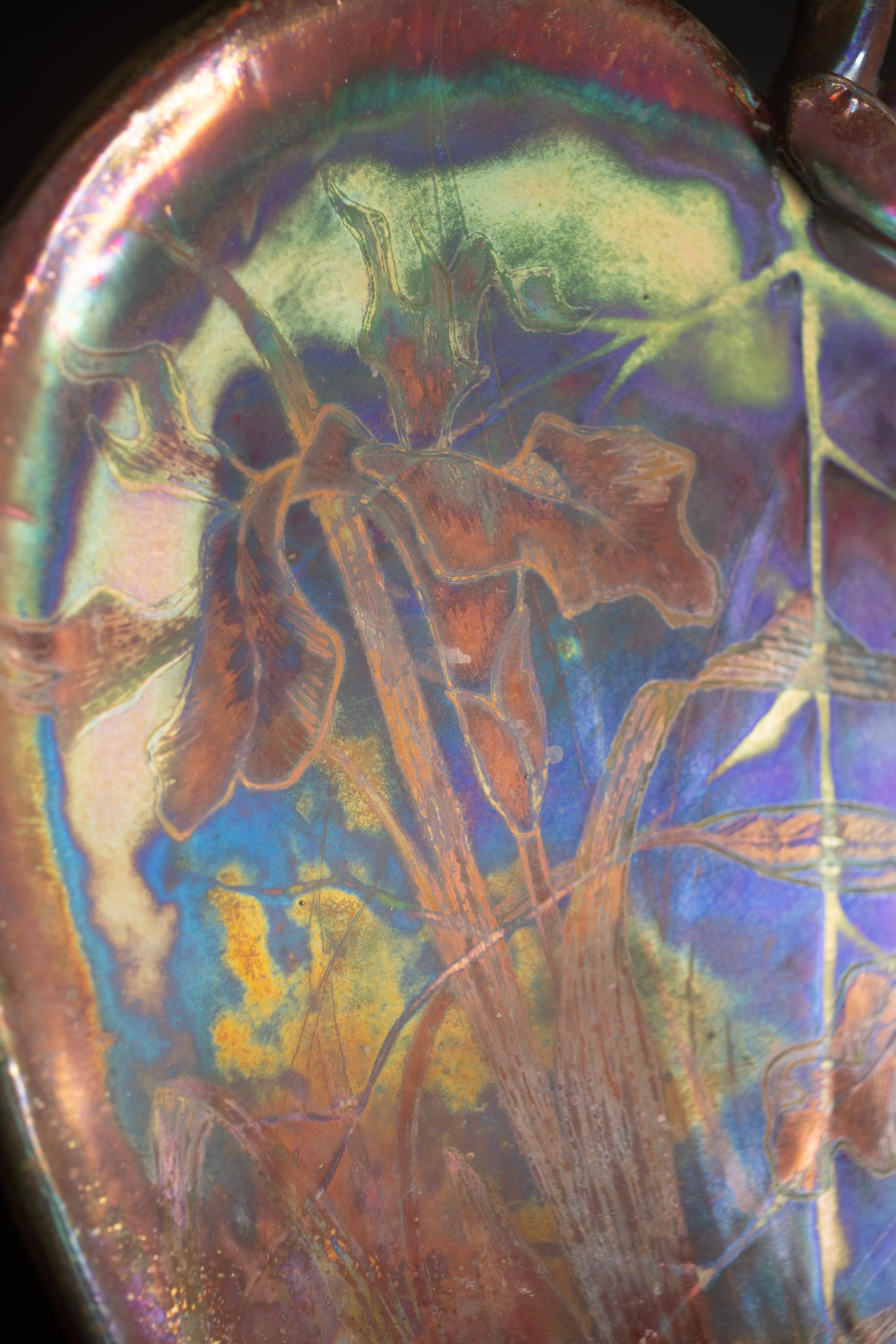 Dragonfly & Fairy Art Nouveau Plaque by Delphin Massier for Clement Massier For Sale 3