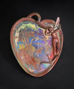 Dragonfly & Fairy Art Nouveau Plaque by Delphin Massier