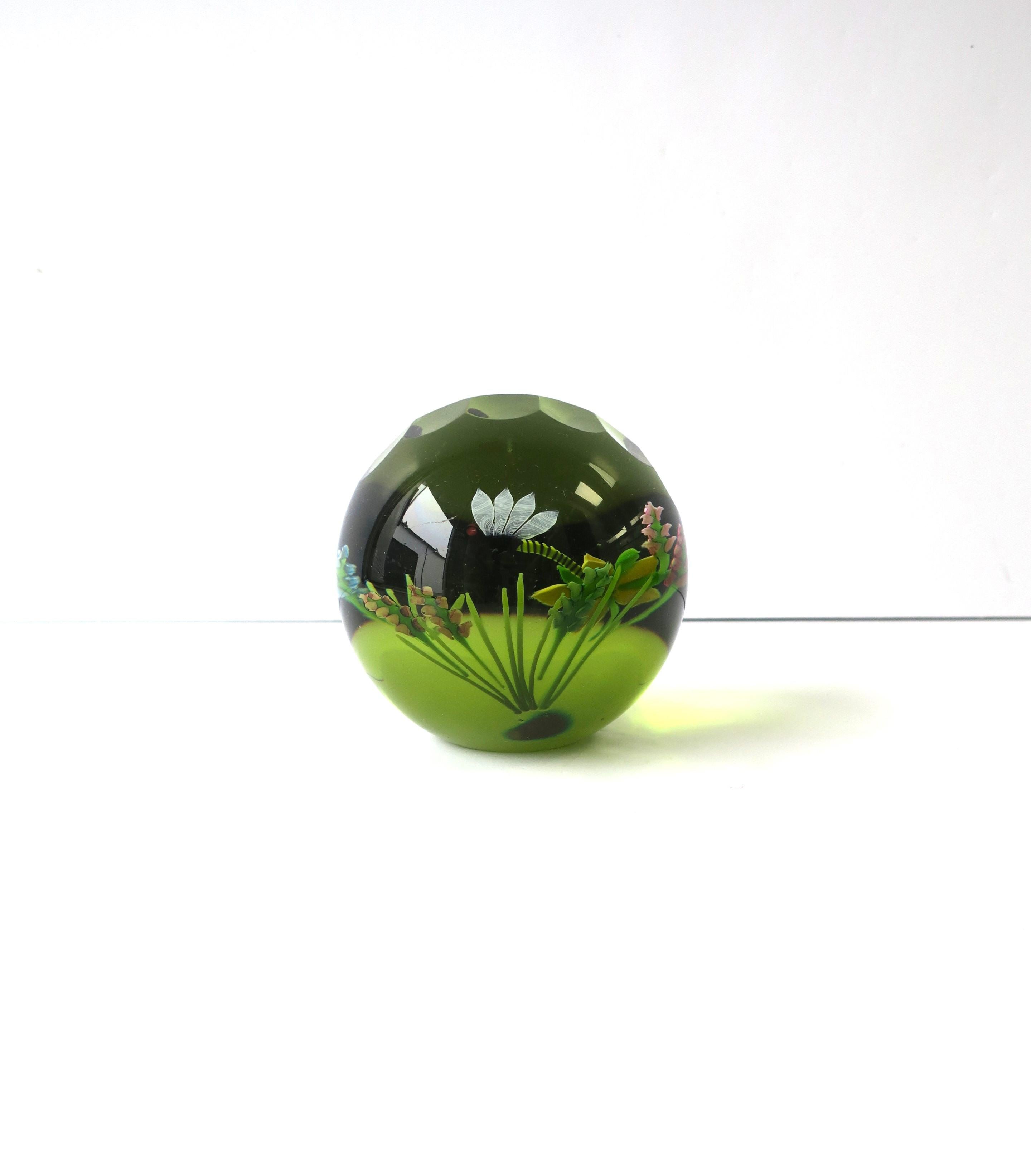 Dragonfly Garden Art Glass Paperweight Decorative Object Signed from Scotland 4