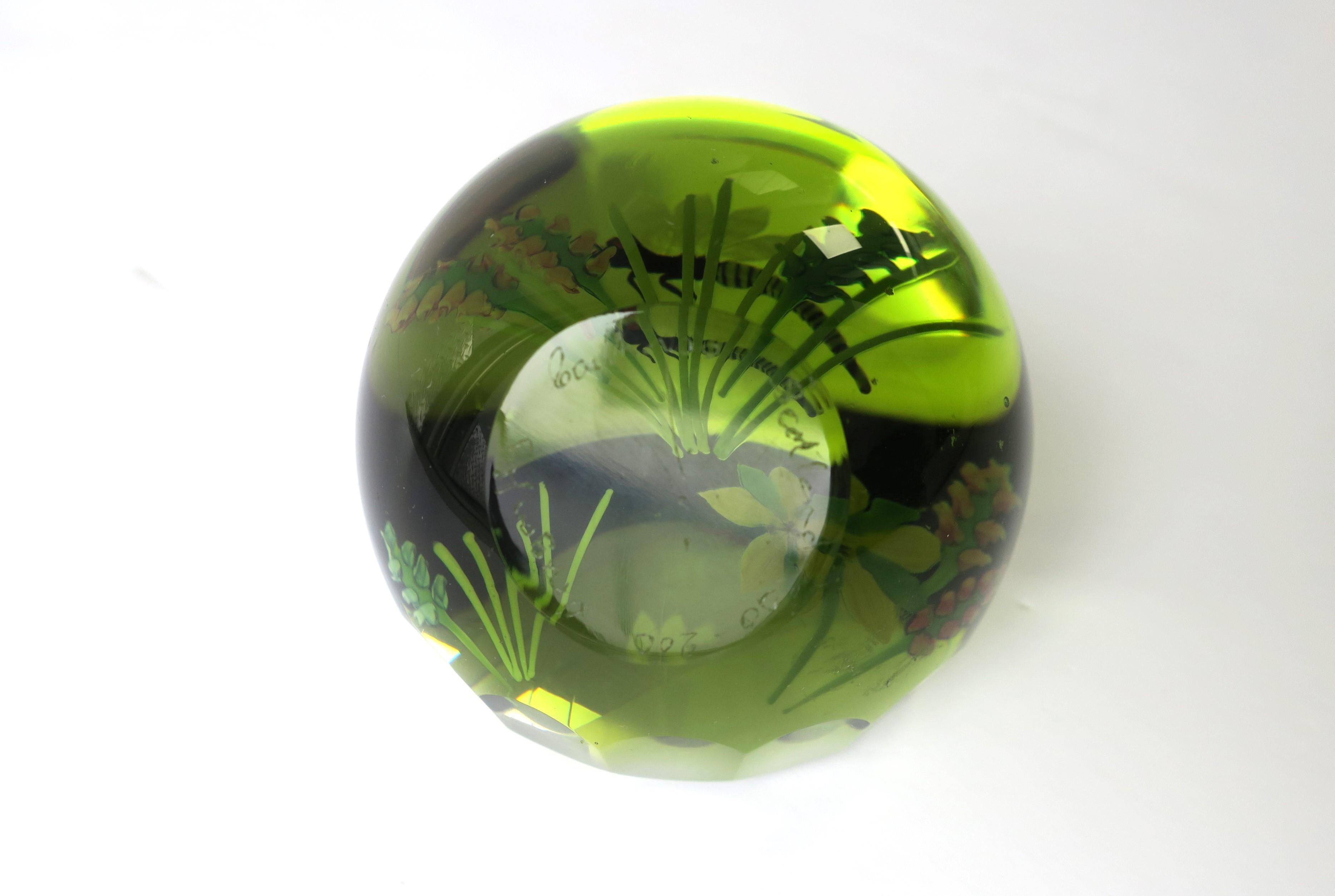 Dragonfly Garden Art Glass Paperweight Decorative Object Signed from Scotland For Sale 6