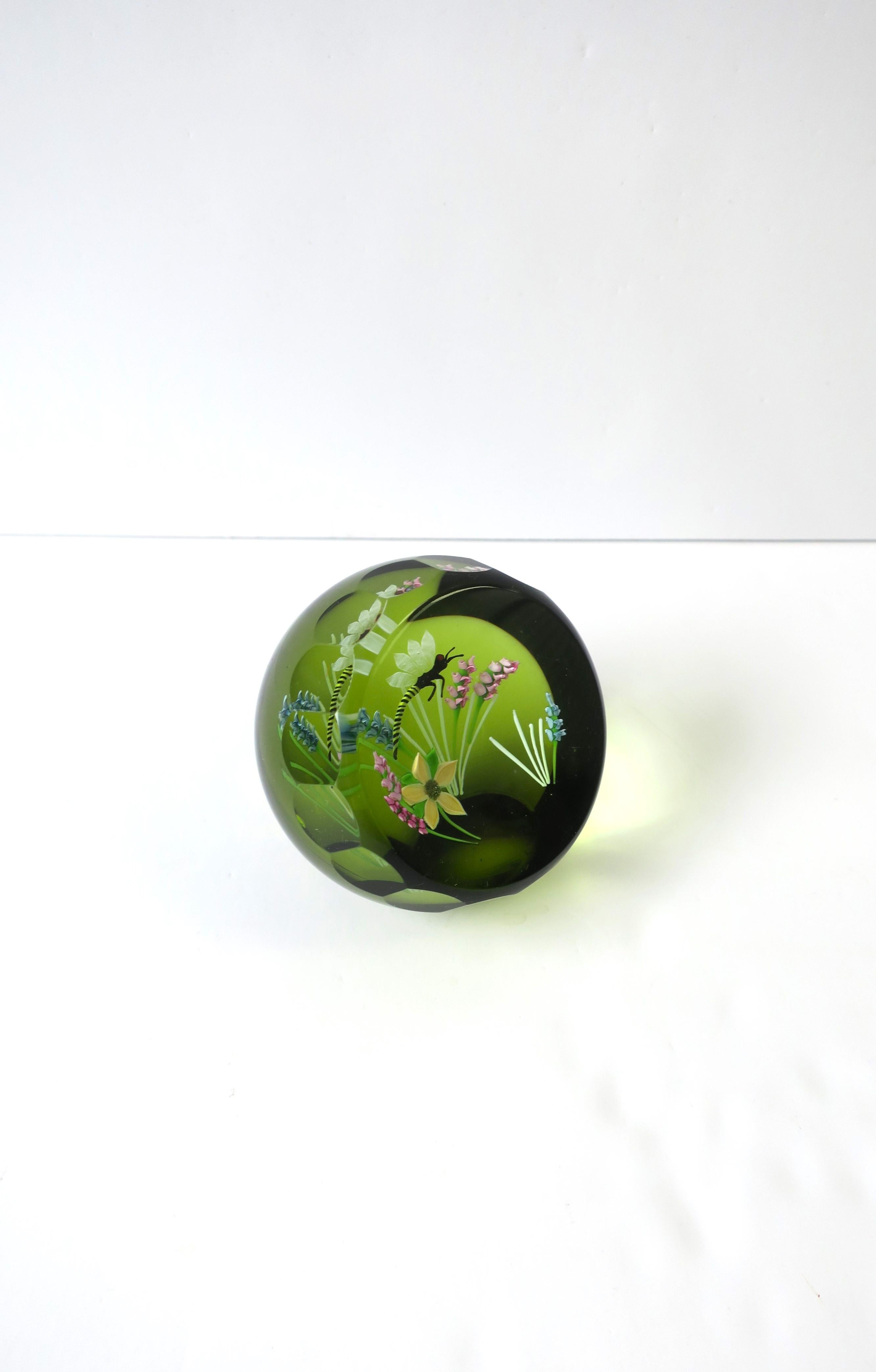 Hand-Crafted Dragonfly Garden Art Glass Paperweight Decorative Object Signed from Scotland For Sale